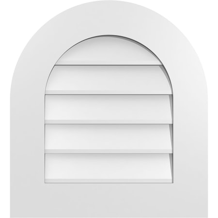 Ekena Millwork Round Top Surface Mount PVC Gable Vent: Non-Functional, w/ 3-1/2"W x 1"P Standard Frame, 20"W x 22"H GVPRT20X2201SN